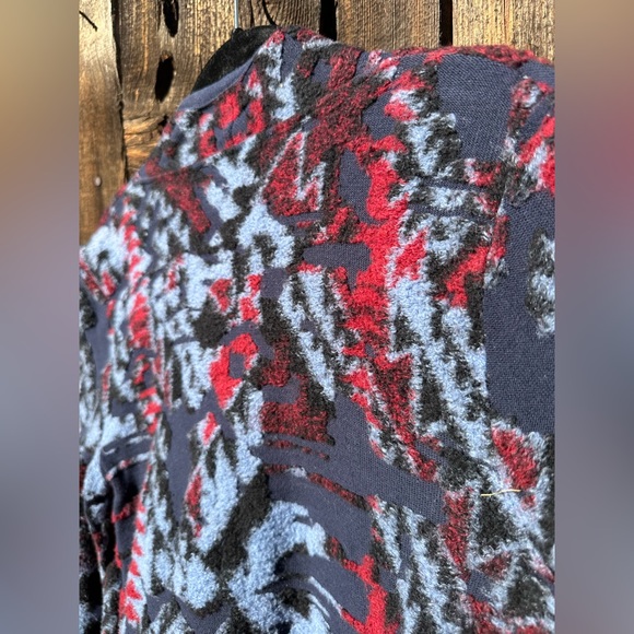 Lucky Brand Red Blue Floral Detail Cardigan Sweater with Long Sleeves - Picture 5 of 9